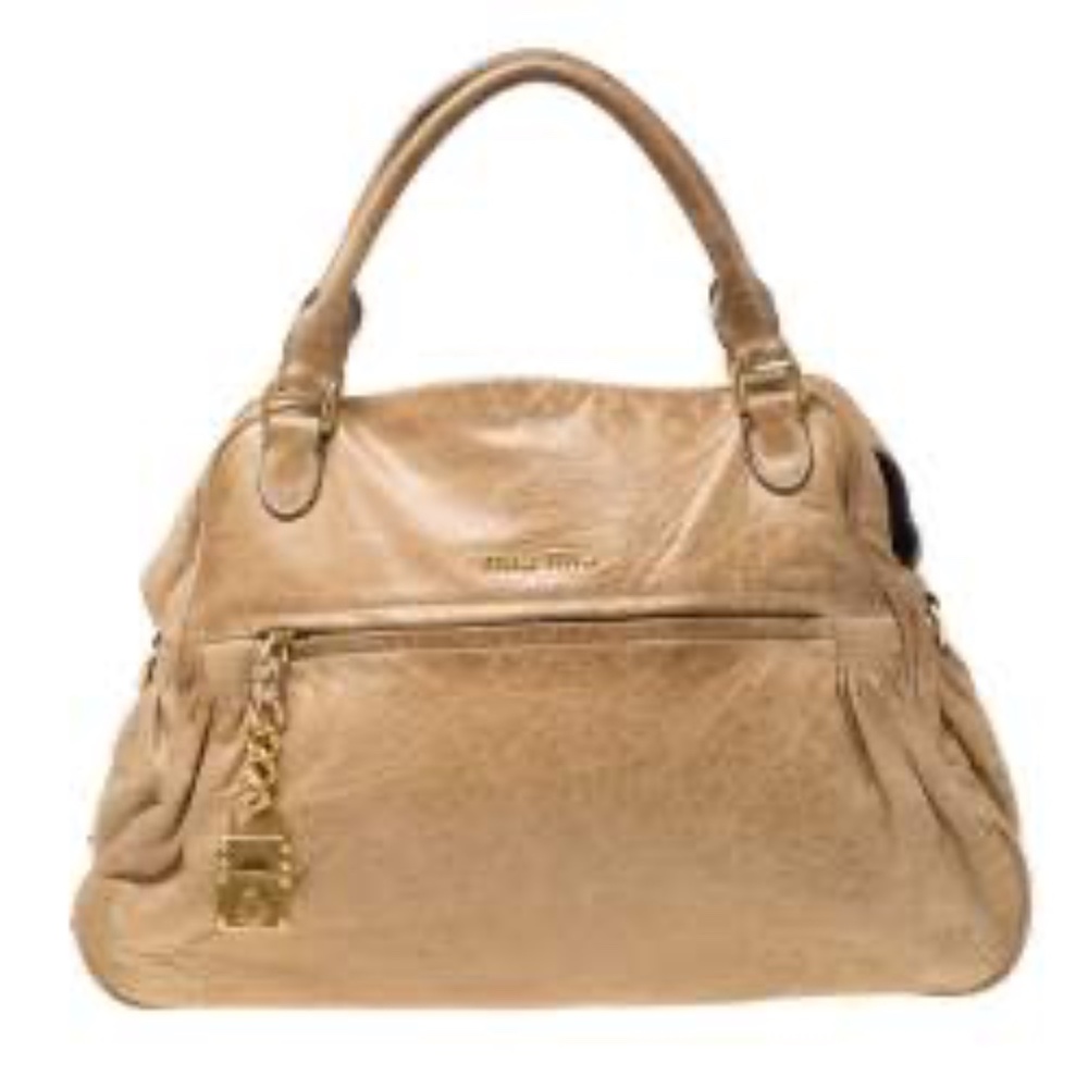 Mui Mui Matelasse Hand Bag Leather 2way